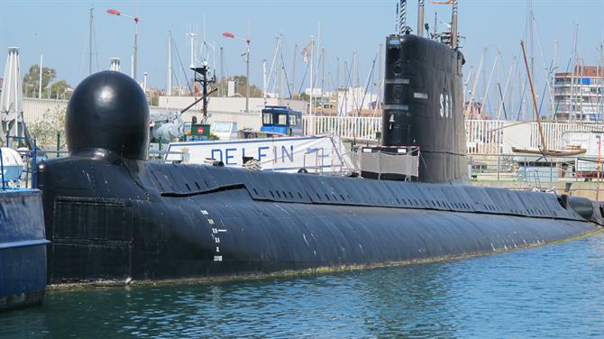 S-61 Delfin submarine floating museum in Torrevieja