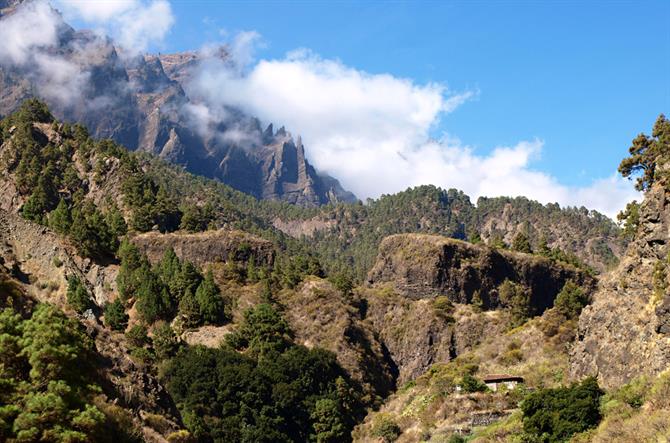 Vy vid La Caldera de Taburiente, La Palma, Kanarieöarna