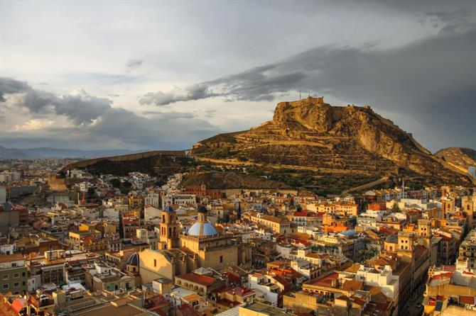 Alicante uitzicht, kasteel, uitkijkpunt, mirador