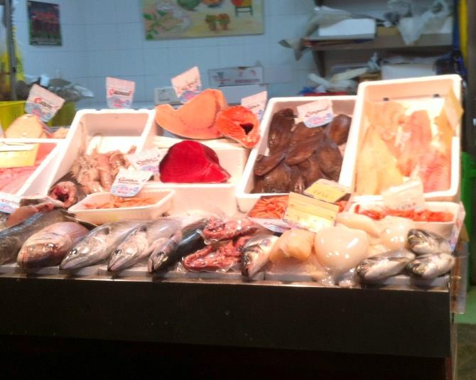 Typical fish market stall
