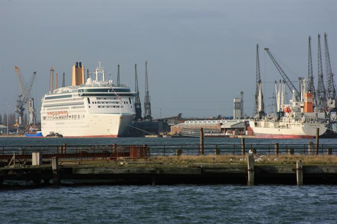 Plymouth port with ferry
