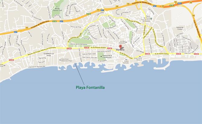 Carte de Playa de la Fontanilla Marbella