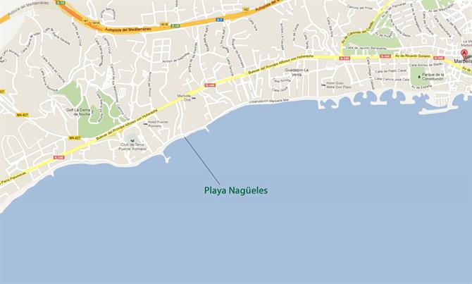 Playa Nagueles Marbella map