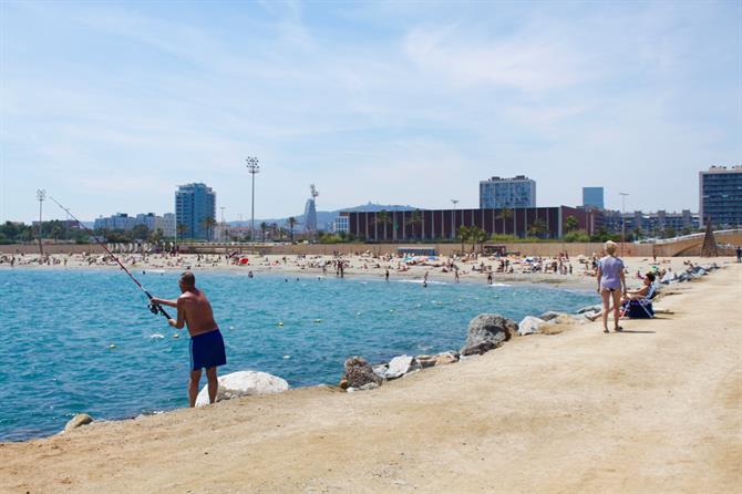 Barcelona beach fishing