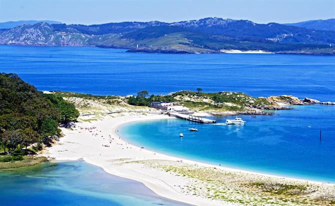 Embarcadère et plages, îles Cies - Galice (Espagne)