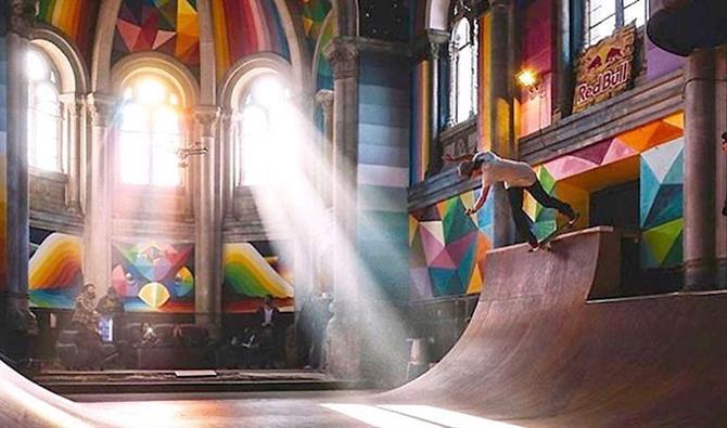 Skateboarding at La Iglesia Skate in Asturias