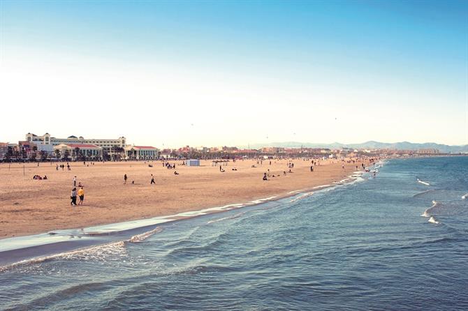 Stranden Playa la Malvarrosa, Valencia 