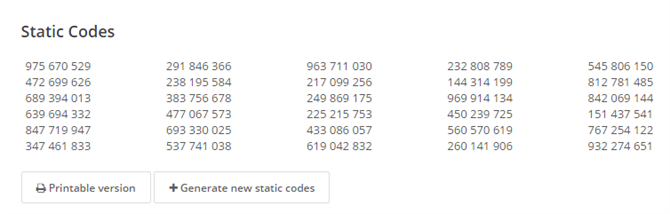 static codes