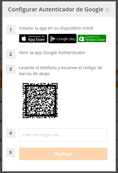 Configuración Google authenticator