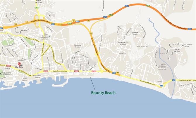 Bounty beach Marbella map