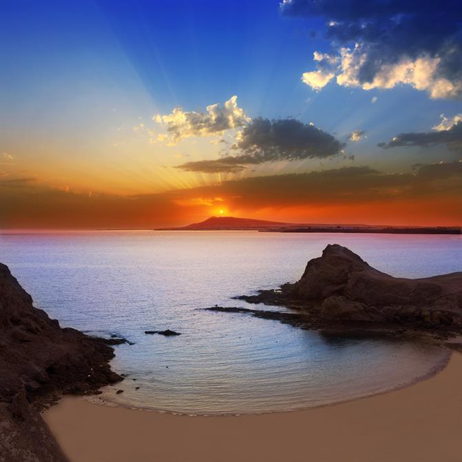 Coucher de soleil sur la plage de Papagayo - Lanzarote 