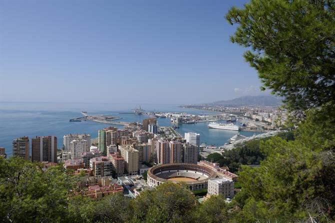 Utsikten fra Gibralfaro i Málaga by