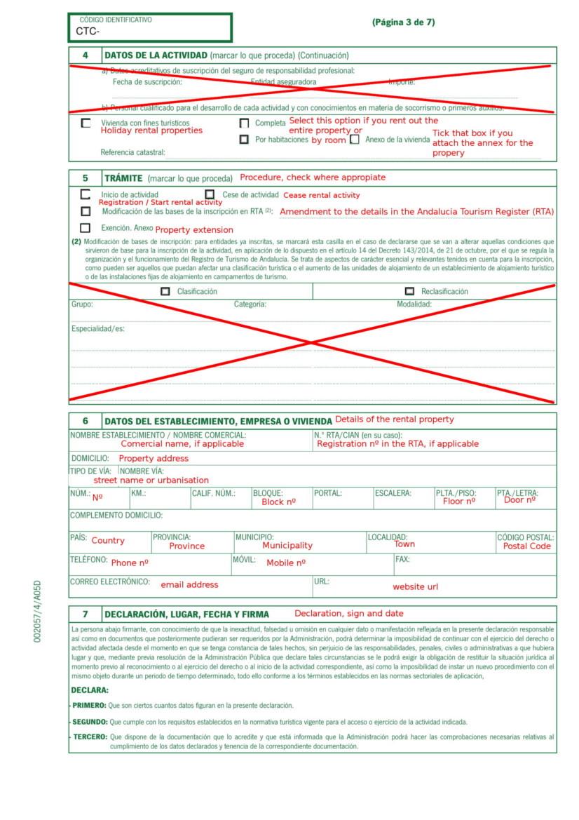 Holiday Rental Application Form Andalucia pg 3