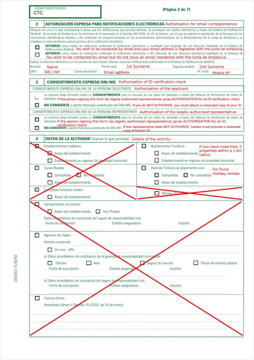 Holiday Rental Application Form Andalucia pg 2