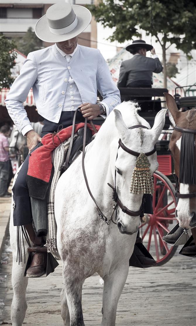 Cavalier à la Feria de Abril, Séville - Andalousie (Espagne)