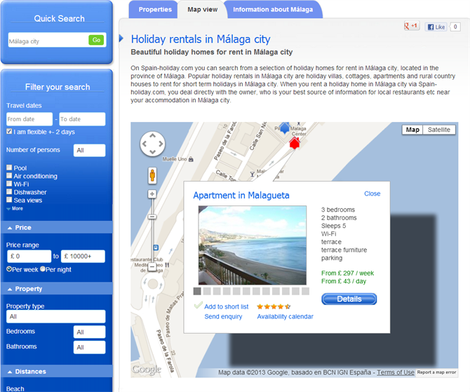 Malaga map view properties