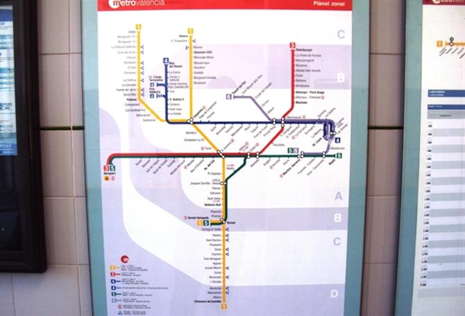 Kart over Valencias metrosystem