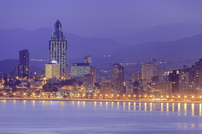 Benidorm beach night view