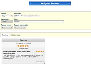 Widget review set-up page