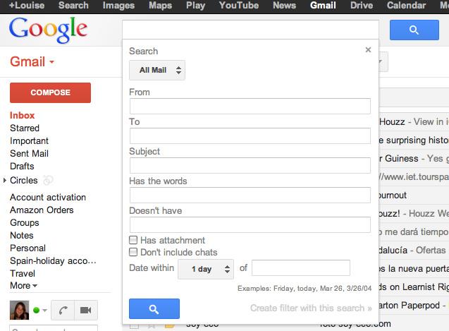 Gmail advanced filter