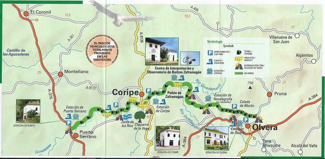 Carte de la Via Verde de la Sierra - Andalousie (Espagne)