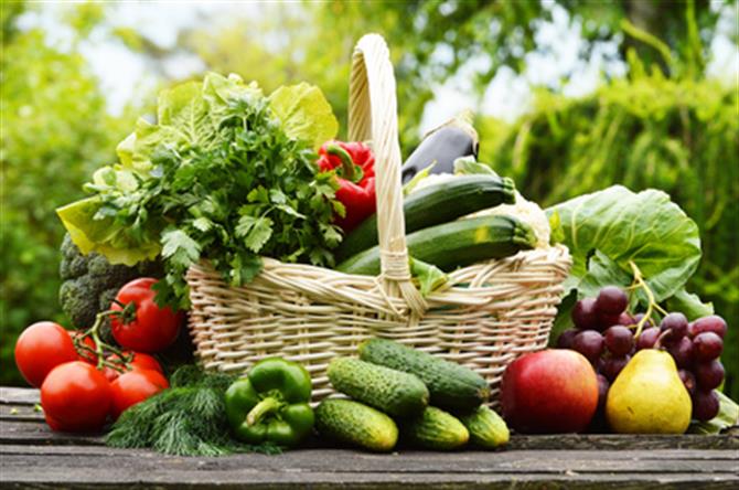 basket of fruit and vegetables