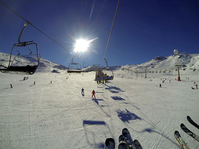 Chairlift skiing Sierra Nevada