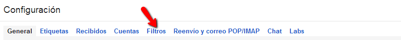 Pinchar en filtros de Gmail