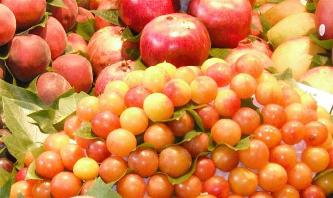 Fresh fruit piled high in the market
