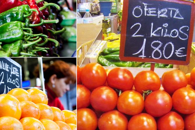 Atarazanas marked i Malaga - Frutas y Verduras Juani - bedste frugt og grønt