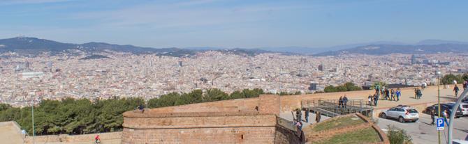 Wide view of Barcelona from Montjuic Castle
