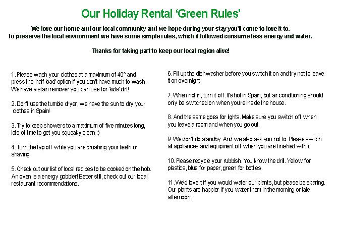 Holiday rental green rules