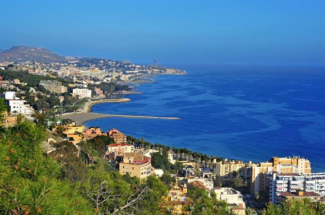 Vue du littoral est de Malaga, Andalousie - Costa del Sol (Espagne)