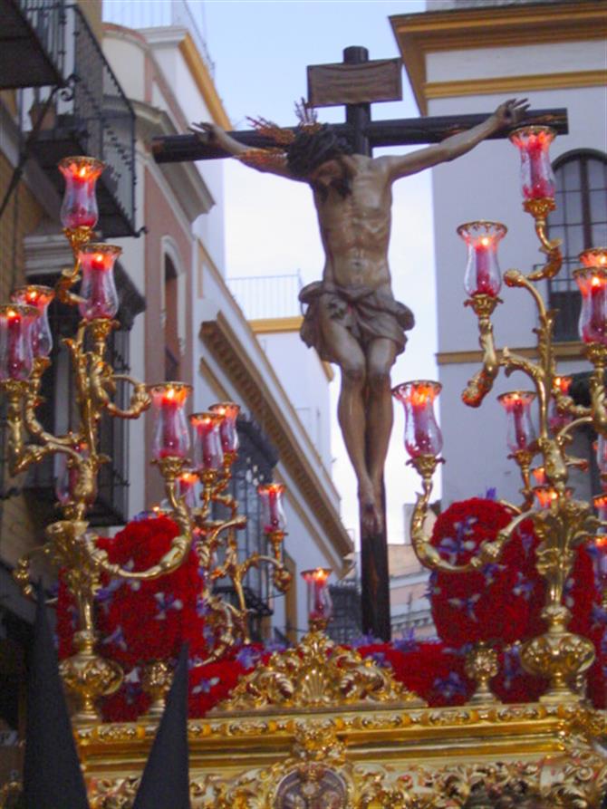 Christ paso in Semana Santa procession in Seville
