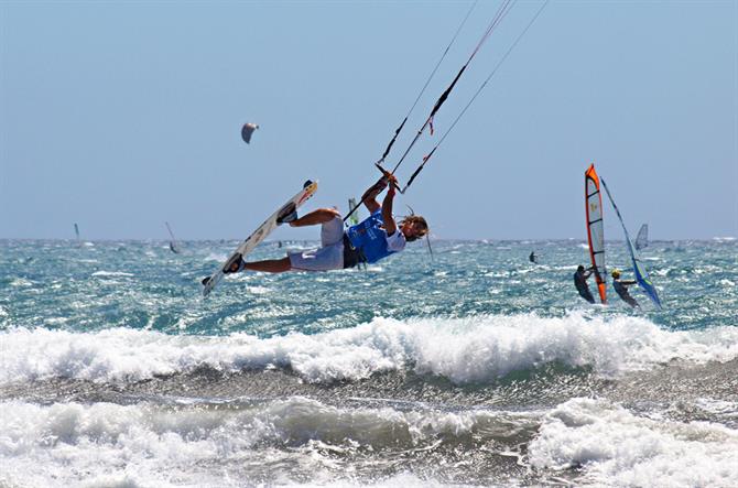 Kiteboarding at El Medano, Tenerife