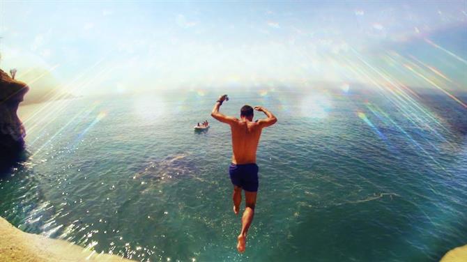 Jumping to the sea on Costa del Sol