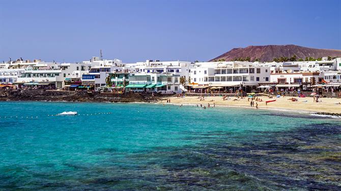 A view of the bay at Playa Blanca in Lanzarote