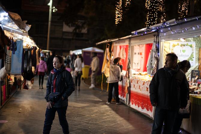 Christmas market in Plaza Espana, Palma