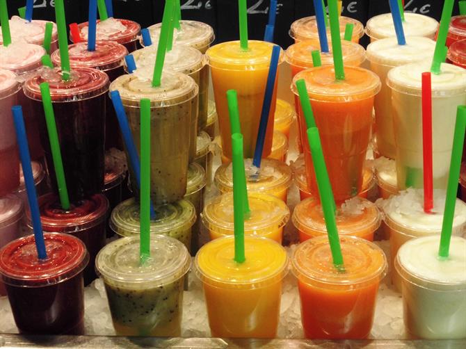 Smoothies in La Boqueria,Barcelona