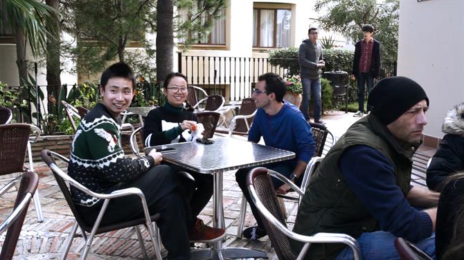 Students on break at the Spanish School in Malaga