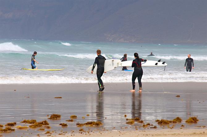 Surfing, Famara, Lanzarote, Canary Islands