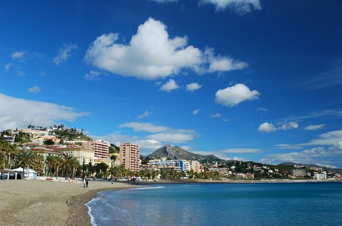 La plage de la Malagueta, Malaga - Costa del Sol (Espagne)