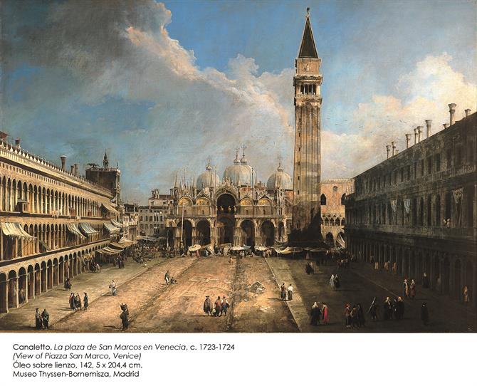 Het San Marcos plein in Venetië, Canaletto, Thyssen museum Madrid