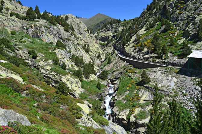 Rack railway to Vall de Nuria, Pyrenees, Catalonia, Spain
