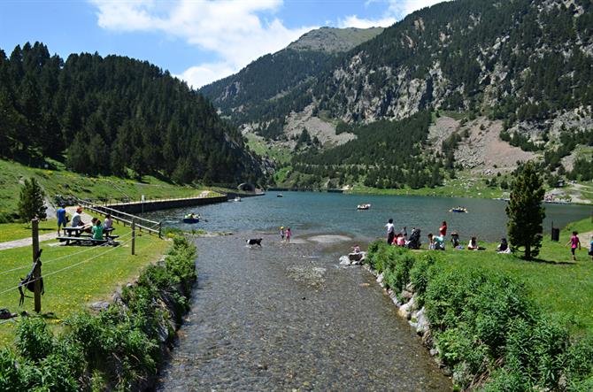 Relaxing at Vall de Nuria, Pyrenees, Catalonia, Spain